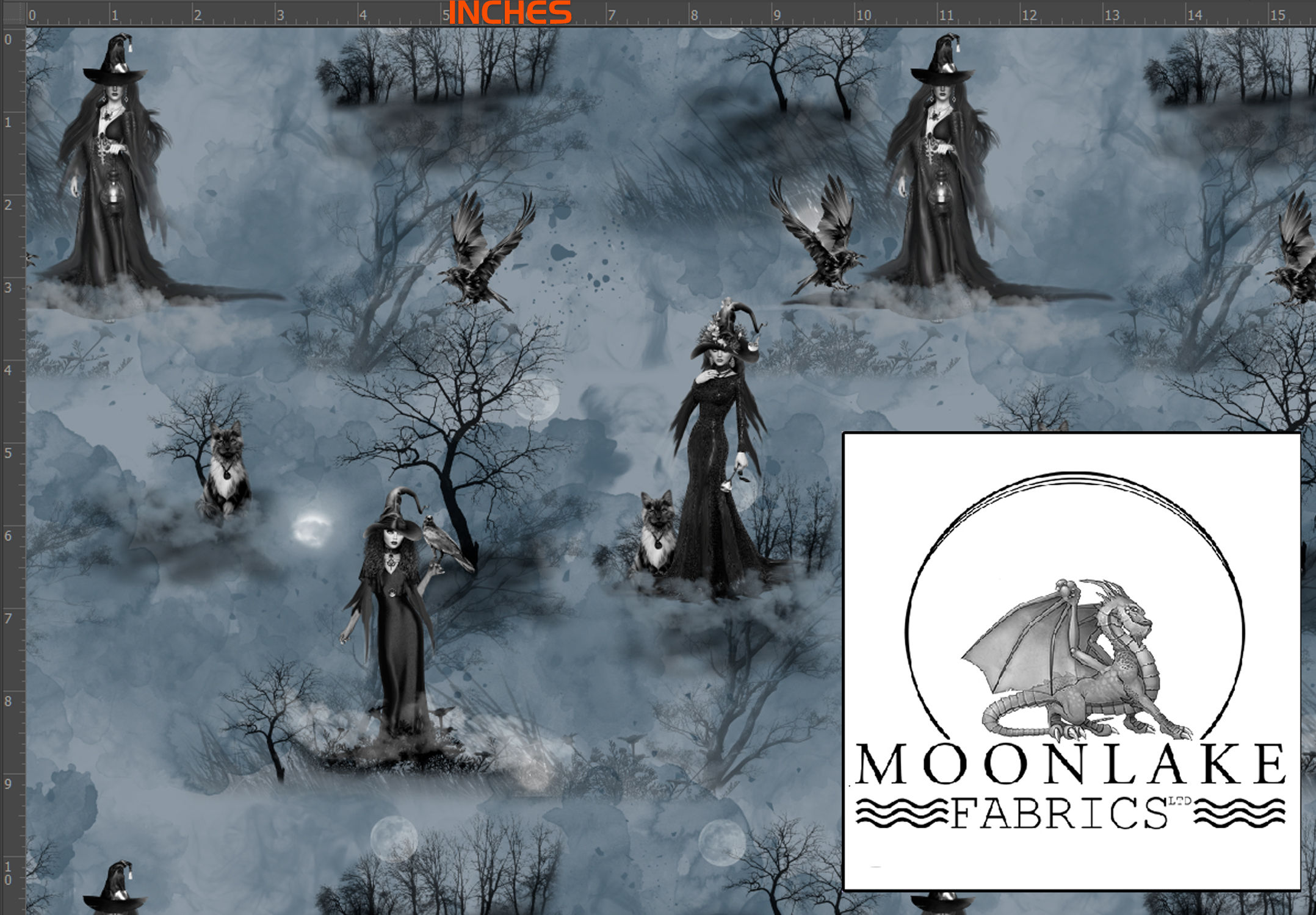 Witches on Blue/Grey