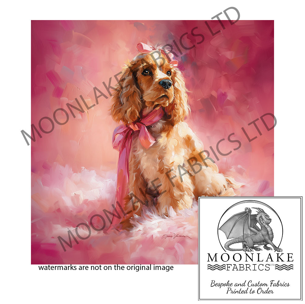 Cocker Spaniel on a Pink Fluffy Blanket