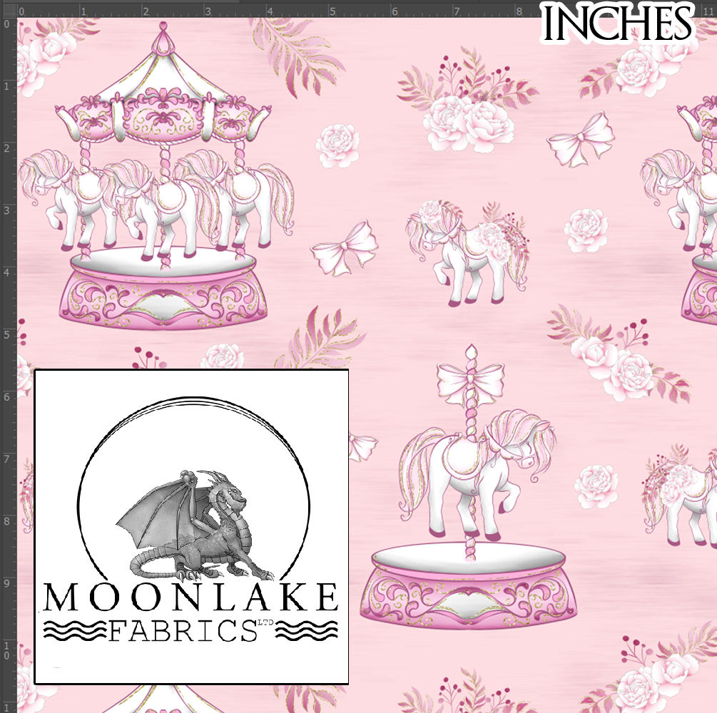 Carousel Horses on a Pink background Original