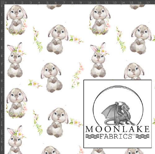 Easter Rabbits White Size: 111.39cm wide (44 inches) | Moonlake Fabrics Ltd