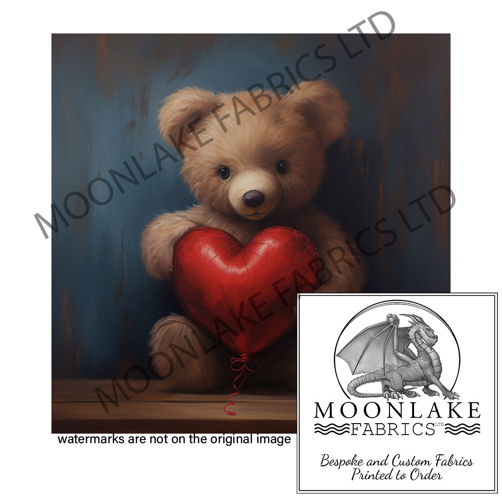 Vintage Style Muted Teddy Bear with Red Heart