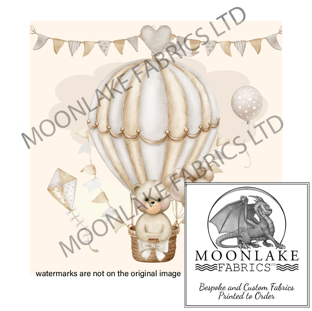 Teddy in a hot air Balloon Neutral Beige