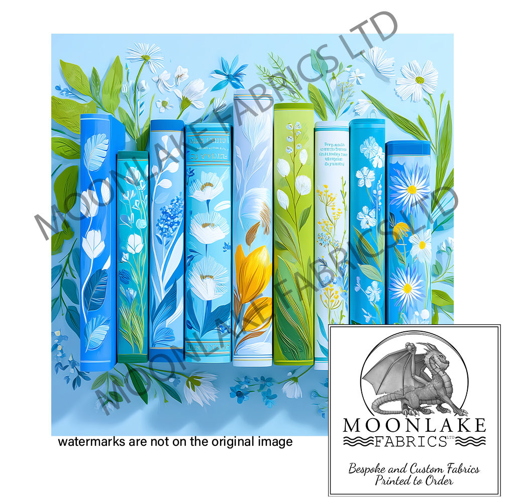 Books on Blue Background A