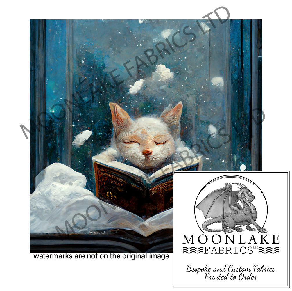 Cat Reading a Magic Book