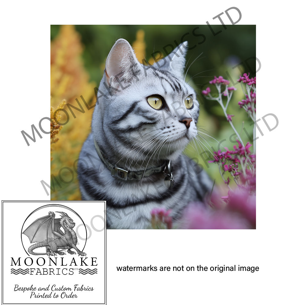 Silver Tabby Cat Garden Close Up