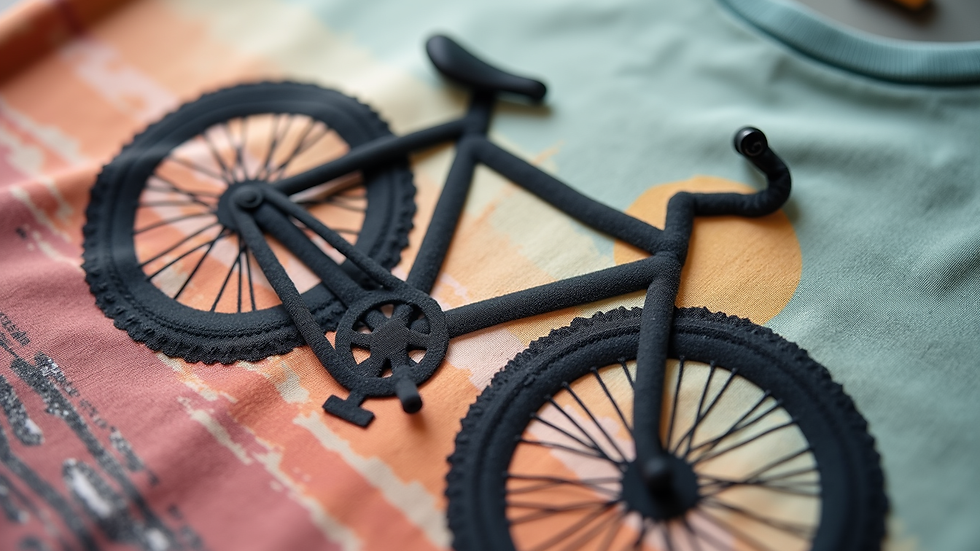 Close-up of a cotton retro BMX t-shirt fabric and print
