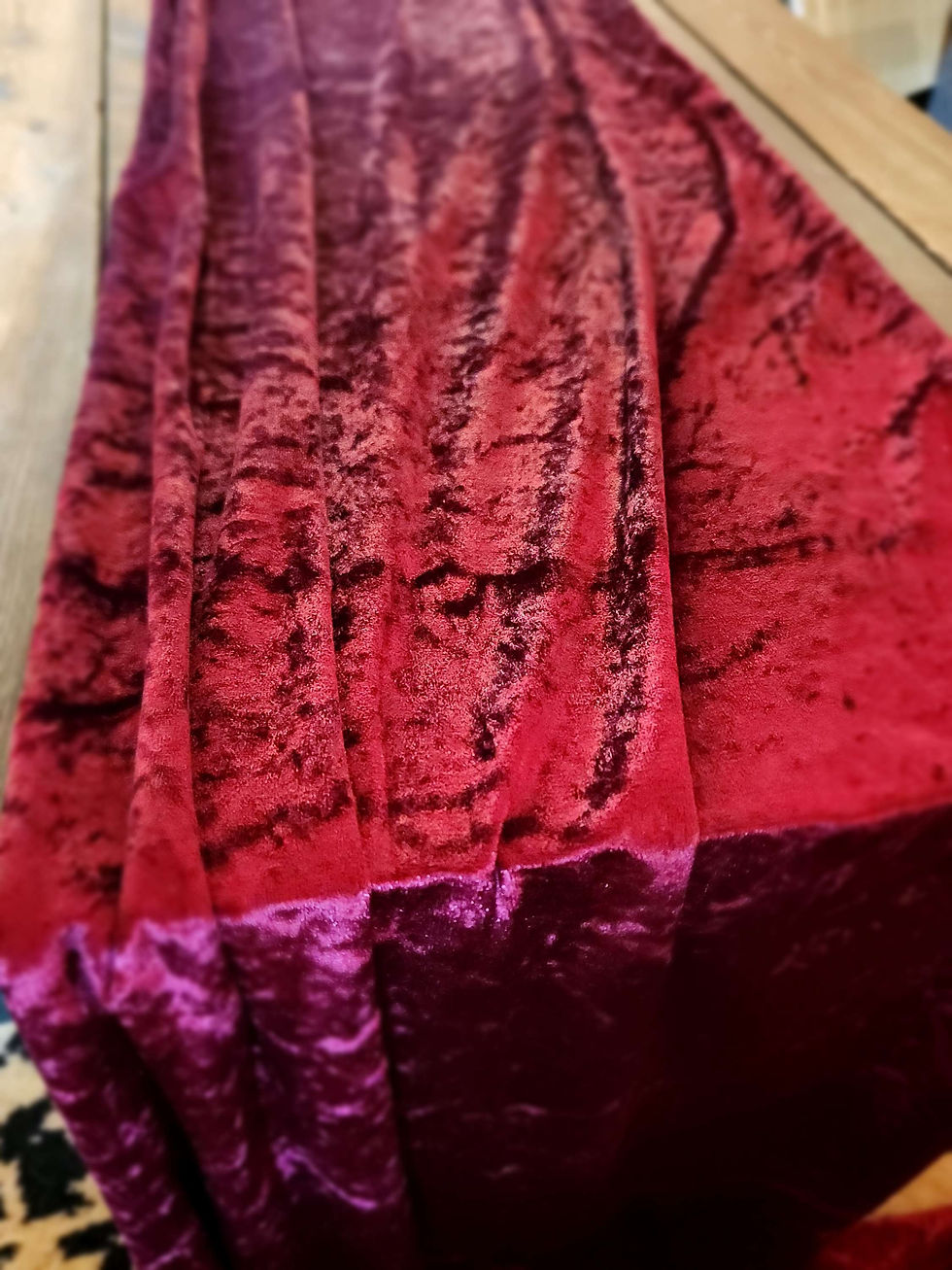 Thumbnail: Burgandy Crushed Velvet Table Runner
