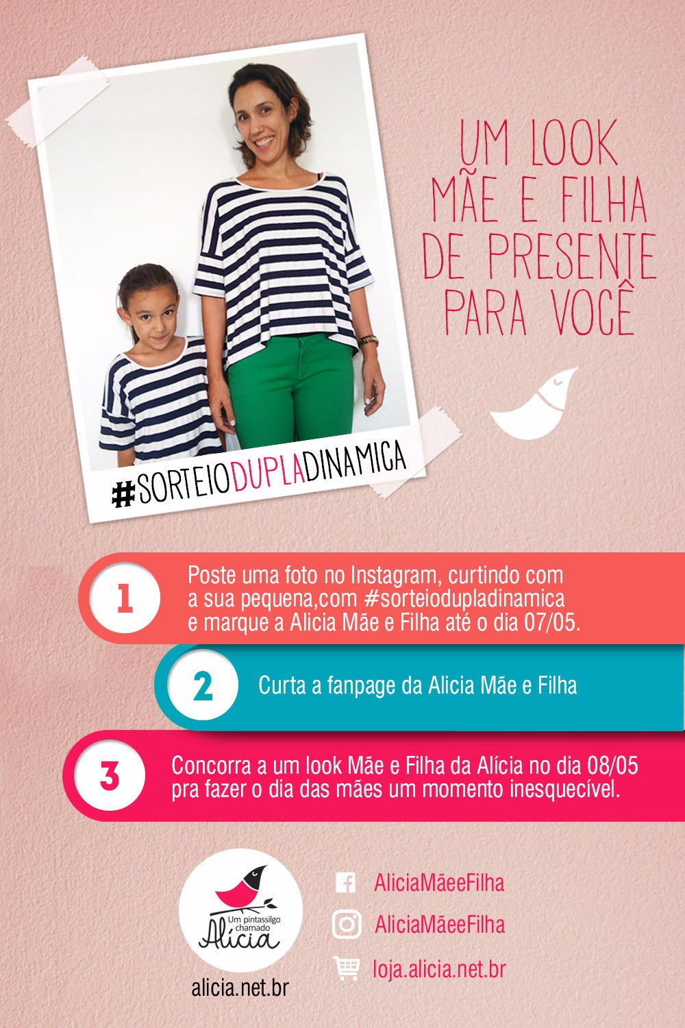 sorteio look mãe e filha - presente dia das mães