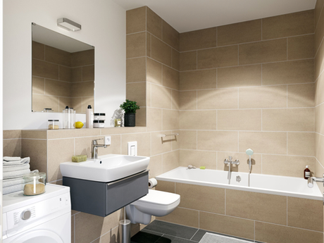 Teltow UP! - Visualisierung eines Badezimmers mit Badewanne und Waschtisch