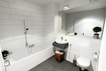 Field 4 Mannheim - Visualisierung eines Badezimmers mit Badewanne und Waschtisch
