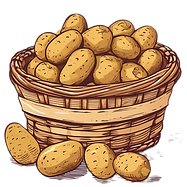 Vector image of a basket of potatoes
