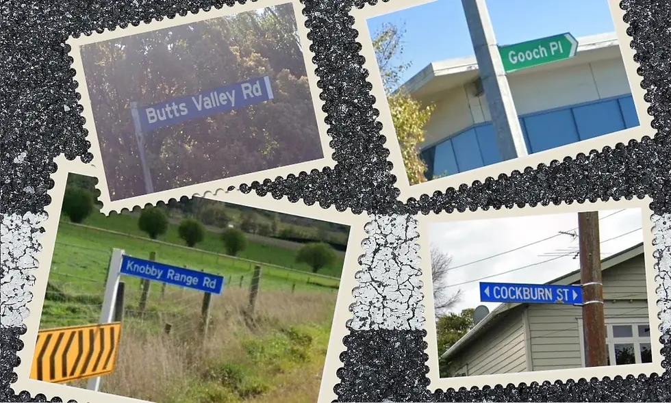 A titillating tour through our nation’s street signs. (Images: Google Street View // TheSpinoff)
