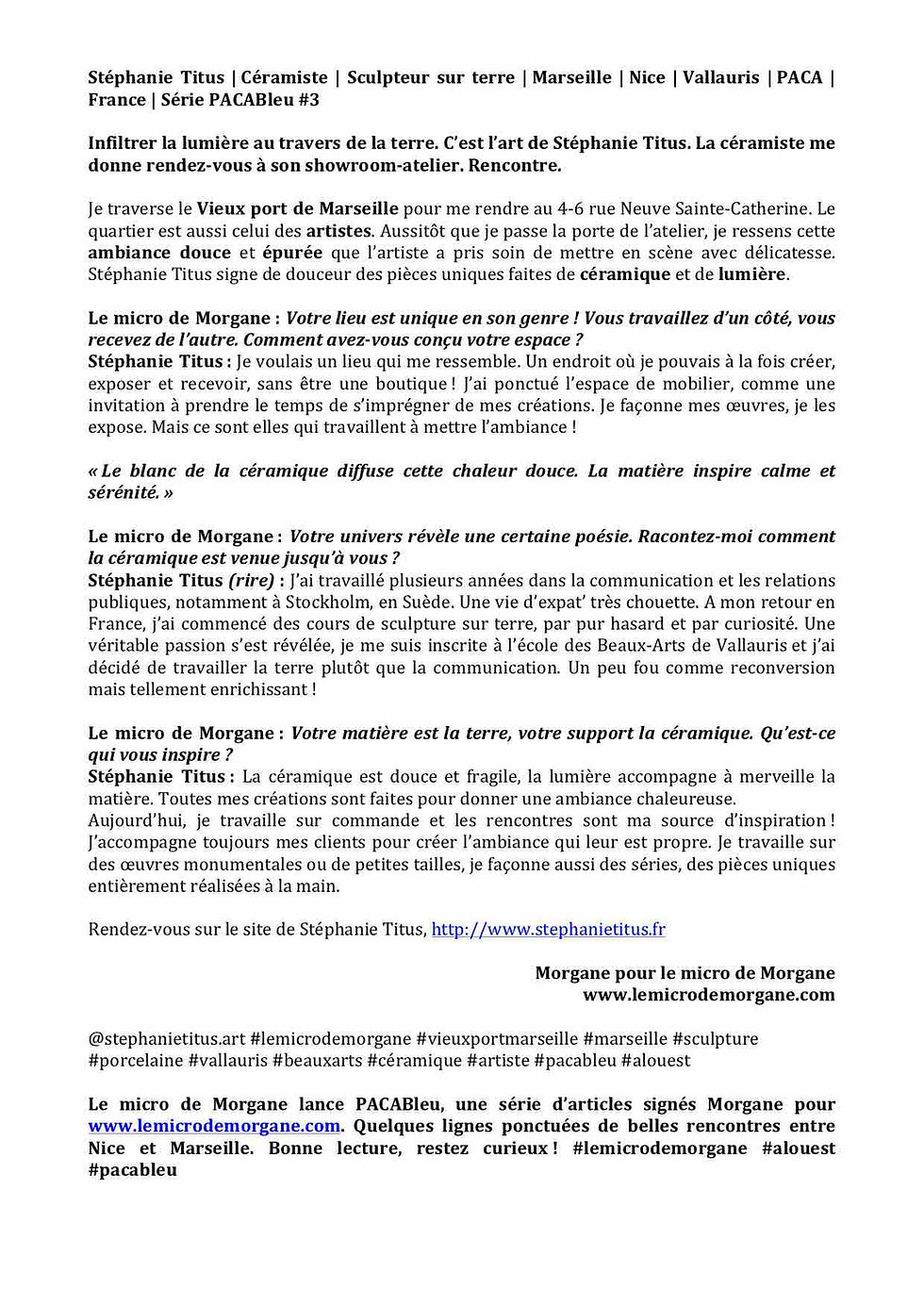 Stéphanie Titus | le micro de Morgane | Céramique | design | Marseille | Nice | France