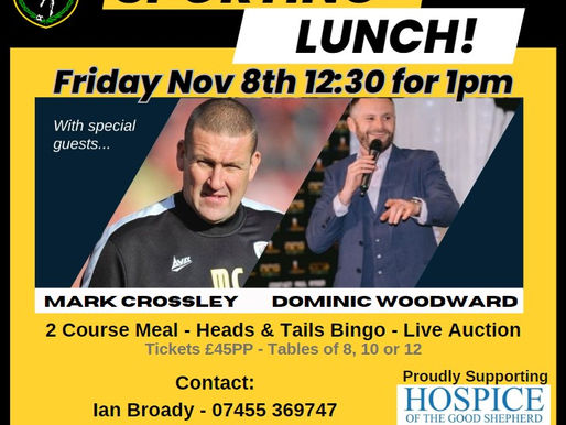 Sporting Lunch: Friday 8th Nov