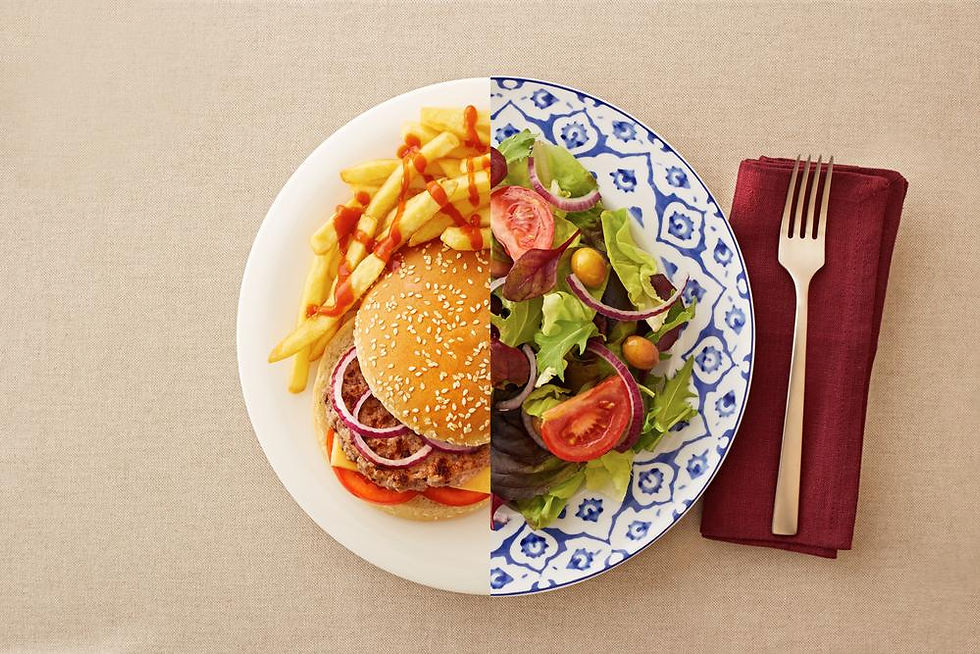 Má alimentação x alimentação saudável