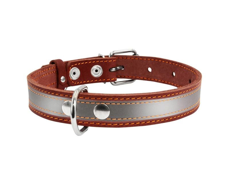 Миниатюра: Шкіряний нашийник для собак WauDog зі світловідбивачем 25 мм