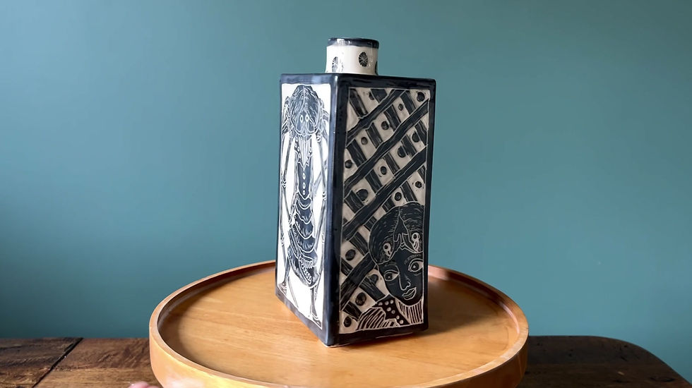 Thumbnail: Shadowed Shells - sgraffito vase/pot