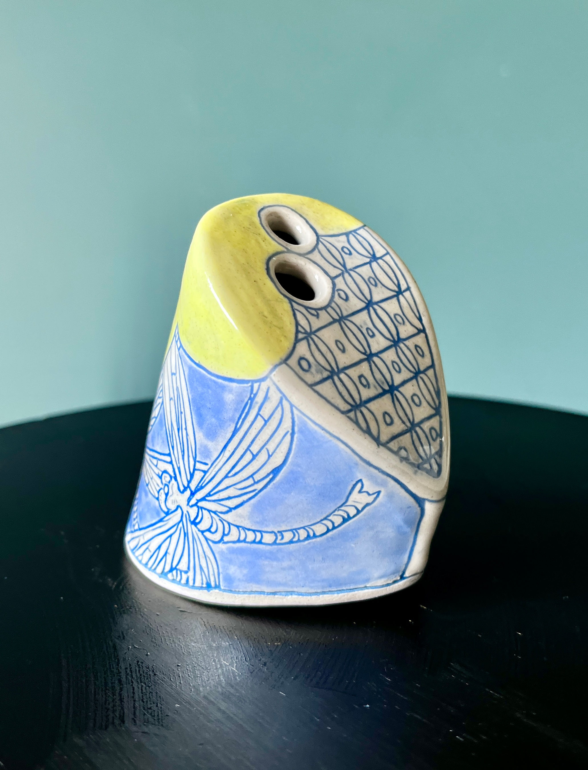 Freehand Carved Studio Ceramic Vase - The Nestled Reverie