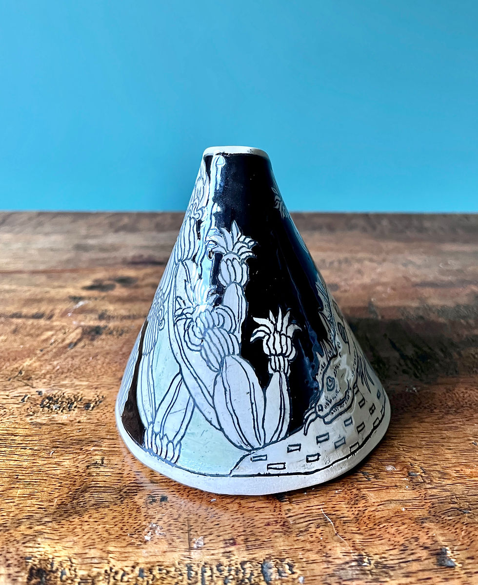 Thumbnail: Freehand Carved Studio Vase - Nightwatchers
