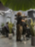 Hairstylist styling hair