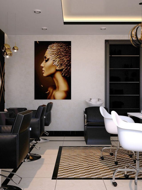 Minimalistic black & white salon aesthetic