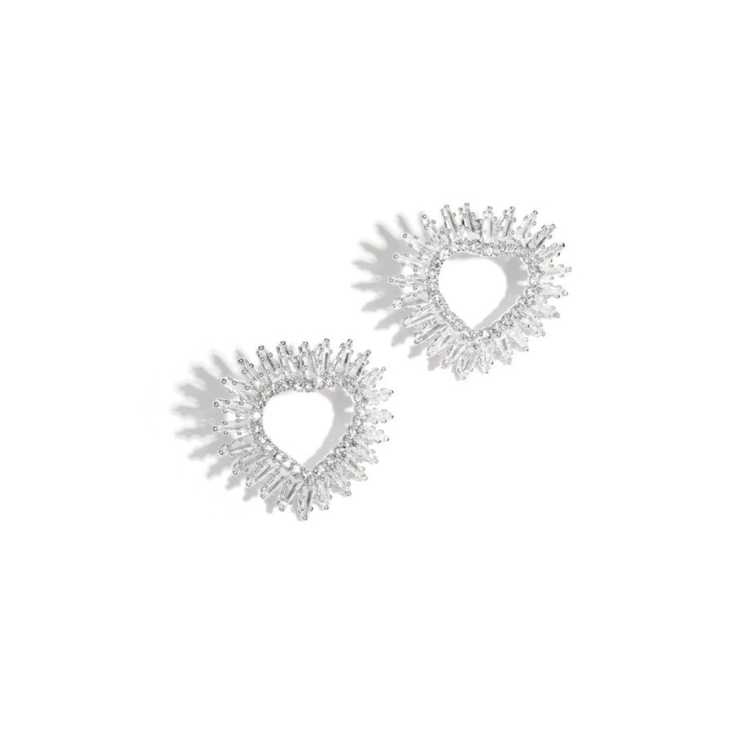 Shiny steentjes hart oorbellen