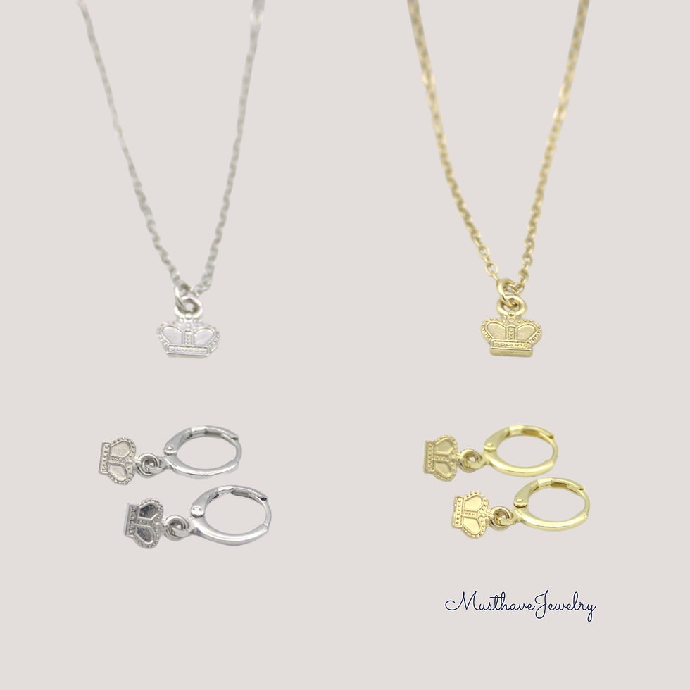 Tiny kroon set van ketting en oorbellen
