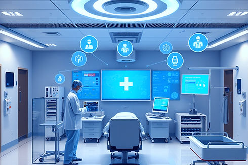 AI Powered Hospital Management System - interconnected departments, Command Centre, qualit