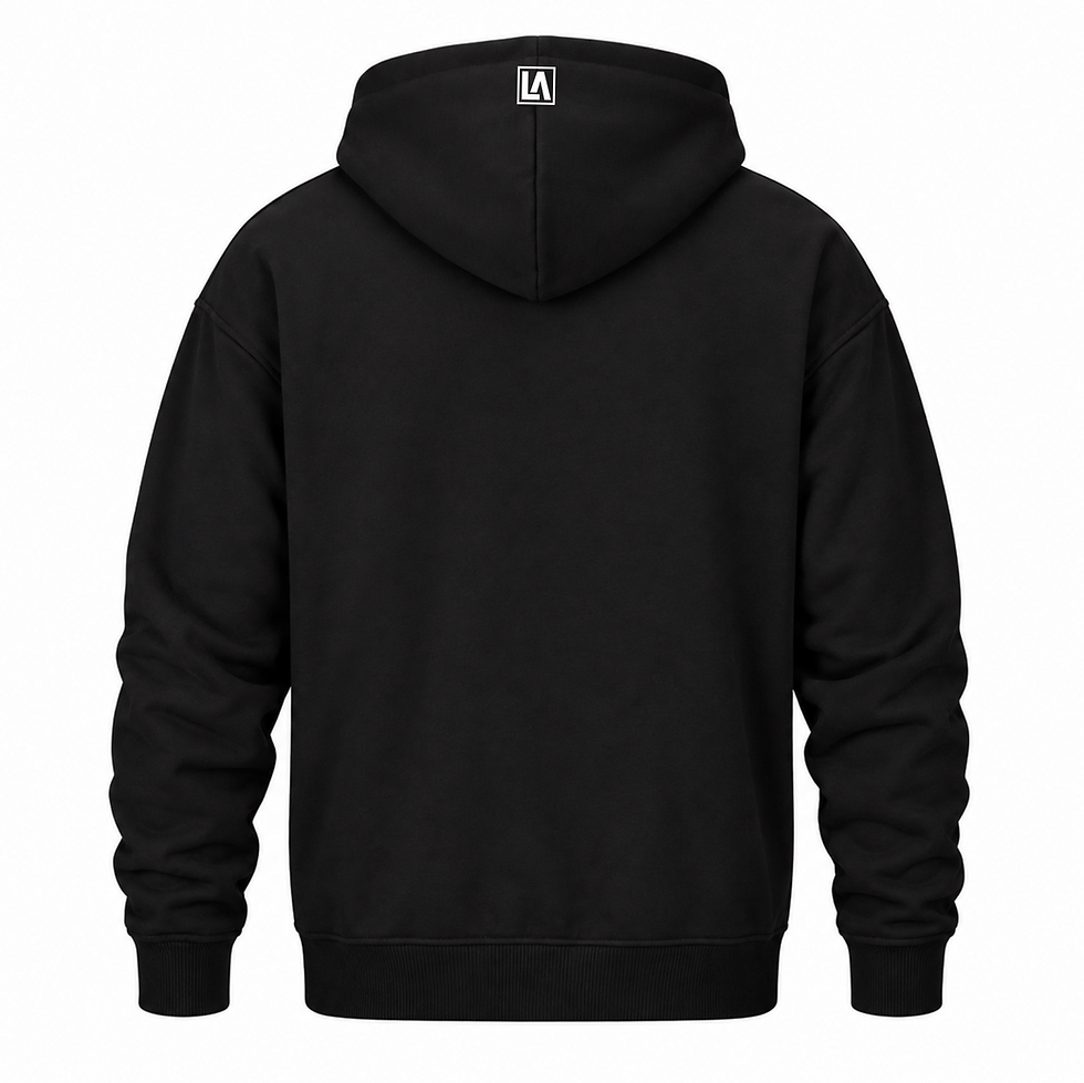 Black Limitless Pullover Hoodie featuring a white Limitless Apparel logo across the chest, drawstring hood and front pocket