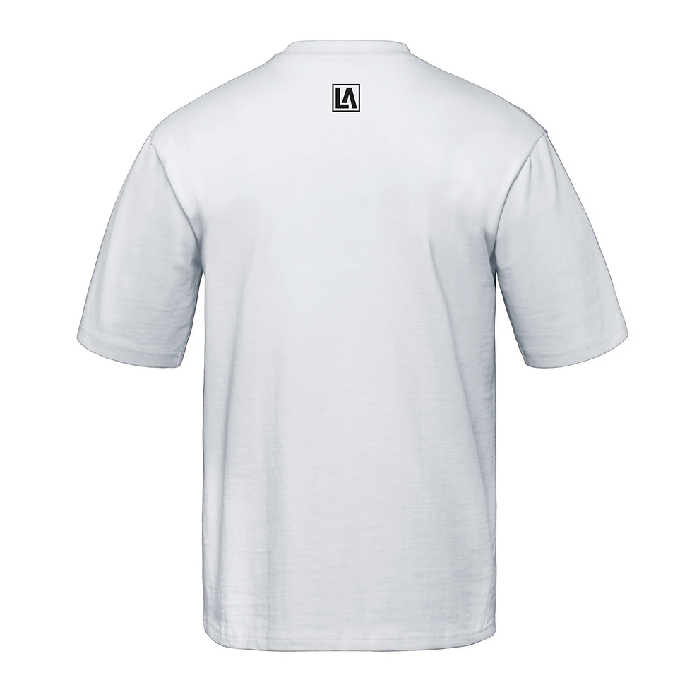 Limitless Heavyweight Drop Shoulder Tee featuring an oversized fit and black Limitless Apparel LA logo on the left chest.