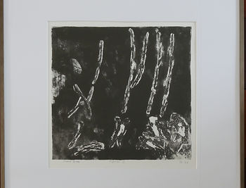 Lithografie zwart vierkant grijze metalen lijst