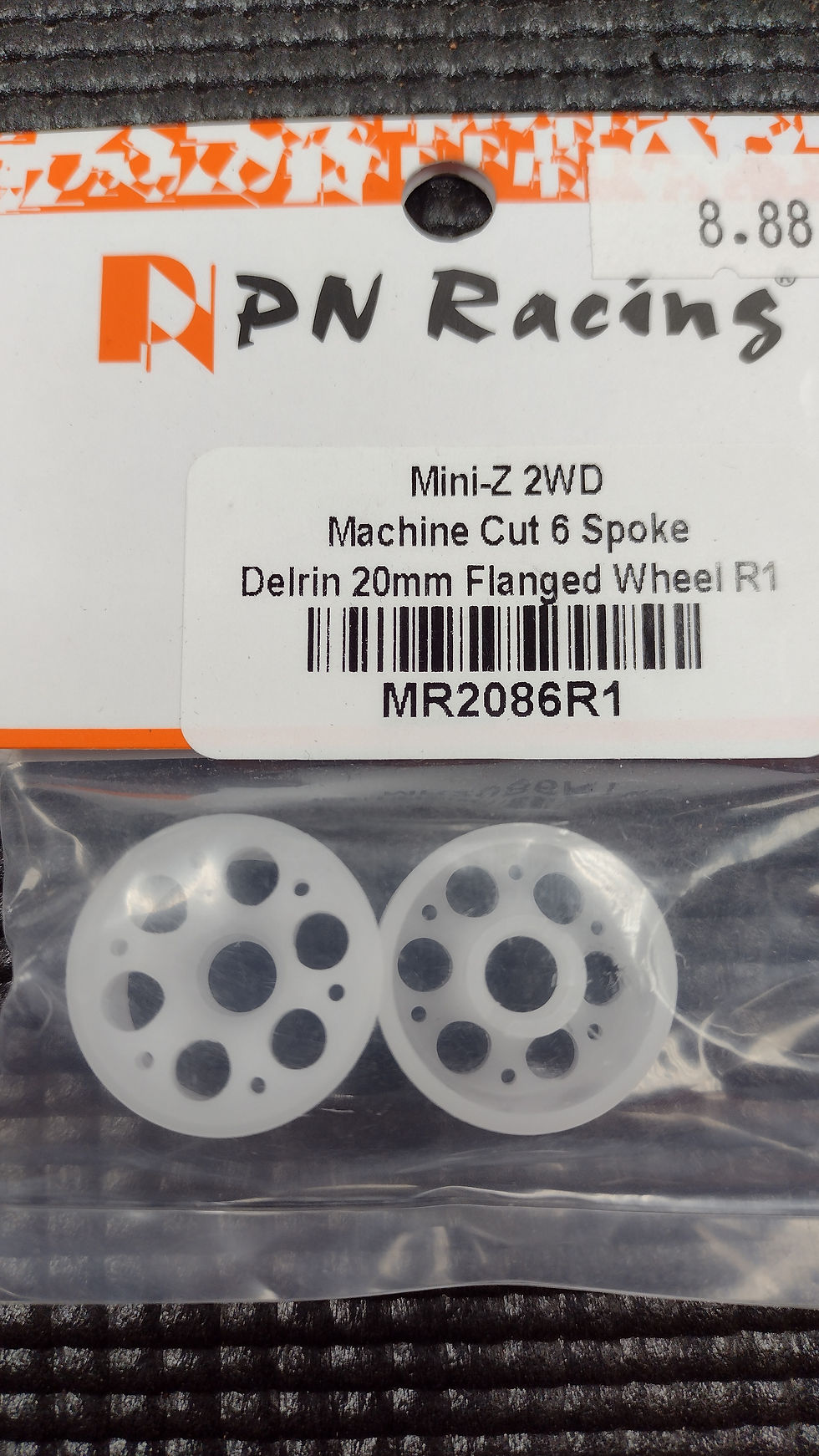 Thumbnail: PN Racing 2WD Machine Cut 6 Spoke Delrin 20mm Flanged Wheel (Rear)