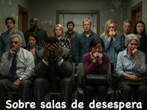 Pessoas desesperadas em uma sala de espera - Imagem por IA