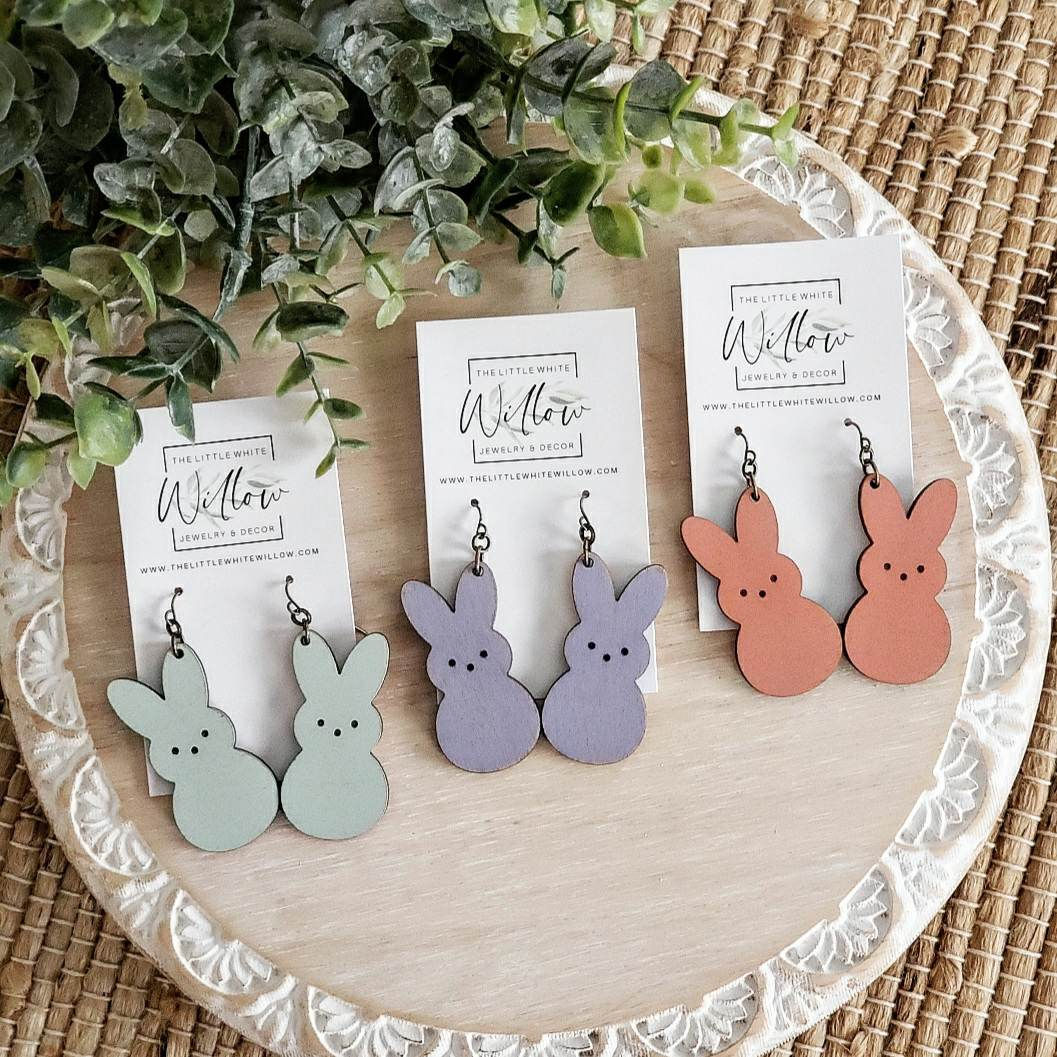 Peeps Bunny Wood Earrings