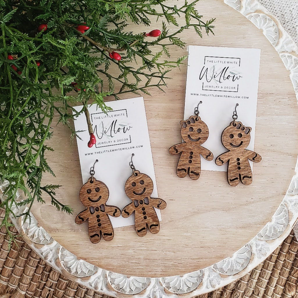 Gingerbread Wood Earrings