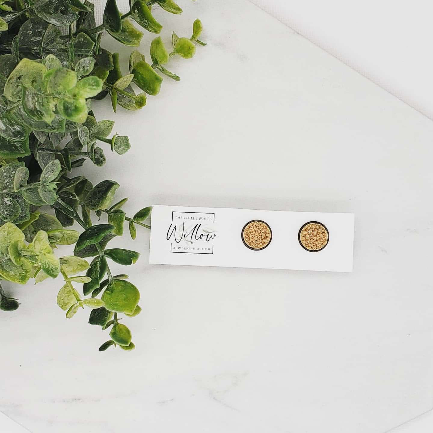 Tan Druzy Stud Earrings
