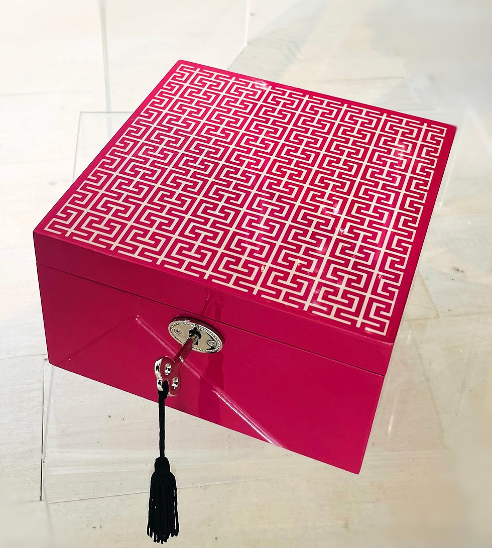 Miniature : Pink Lacquered Jewel Box