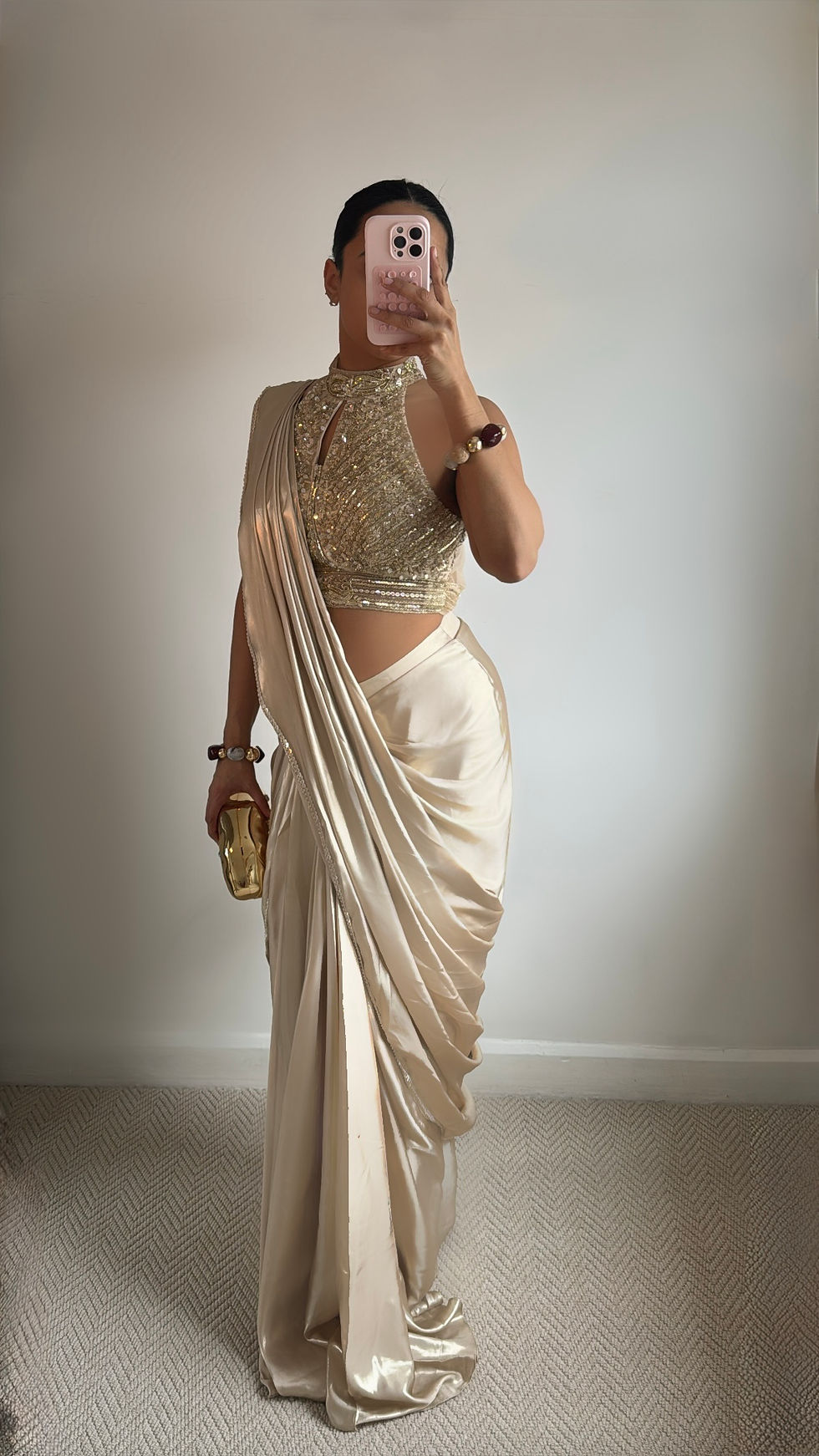 Thumbnail: Gold Pre Draped Saree