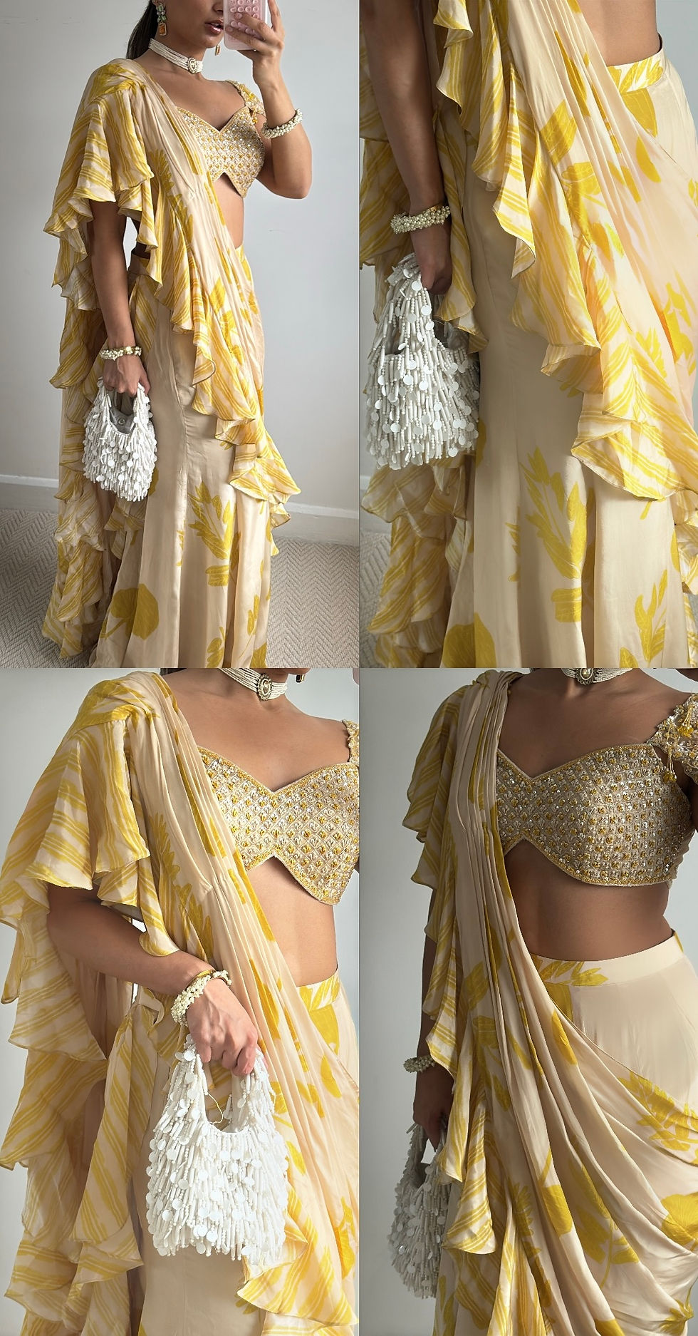 Thumbnail: Yellow Pre Draped Saree