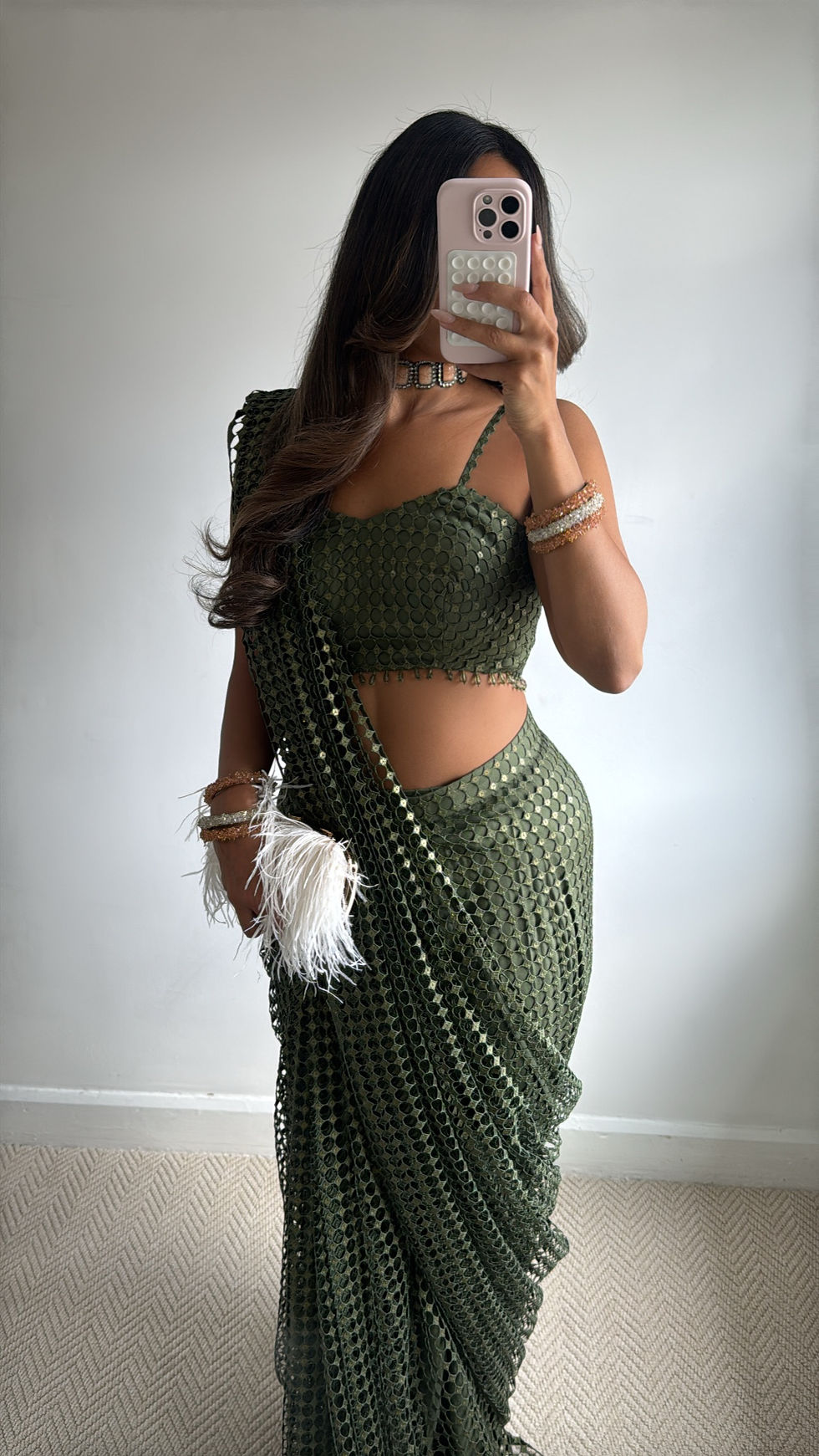 Thumbnail: Green Pre Draped Saree 