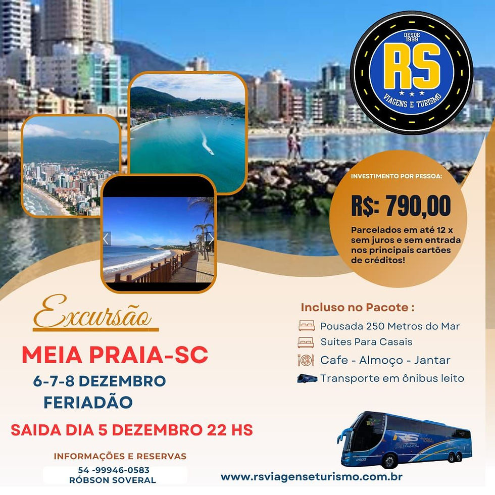 MEIA PRAIA FERIADÃO MUNICIPAL 8 DEZEMBRO