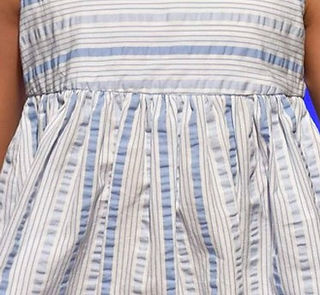 Vestido menina listrado azul e branco