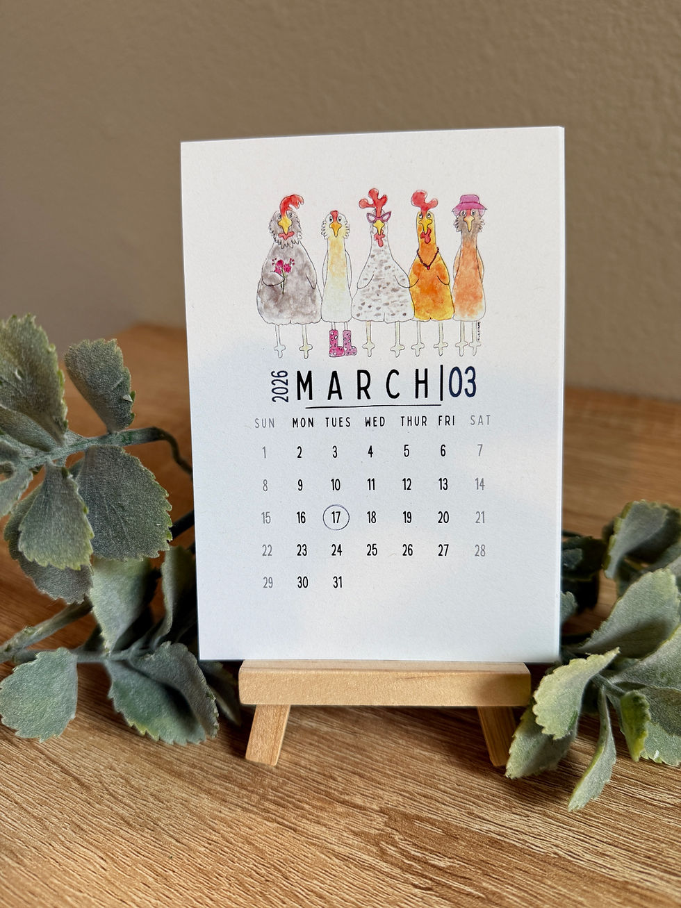 Thumbnail: 2026 Chicken Calendar – Watercolor Backyard Chickens Desk Calendar with Easel 