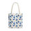 Thumbnail: Blue Chickens & Veggies Tote Bag | Farm Fresh Pattern Tote Bag