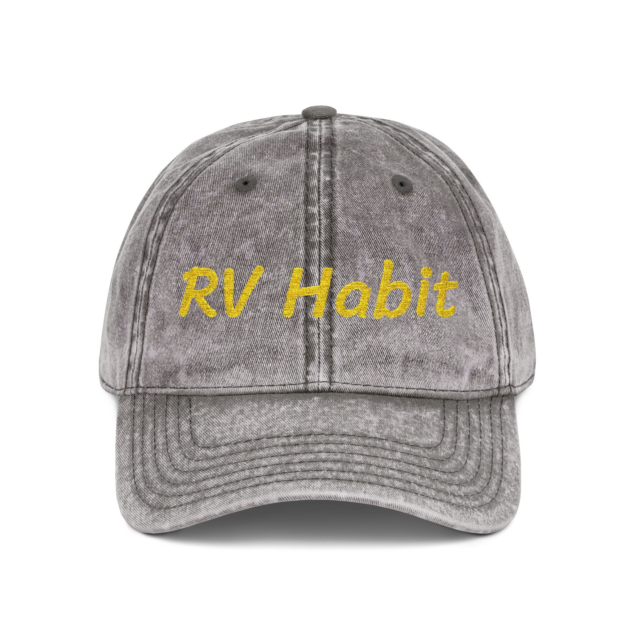 RV Habit Vintage Embroidered Cap — Distressed RV Hat for Travelers & Campers