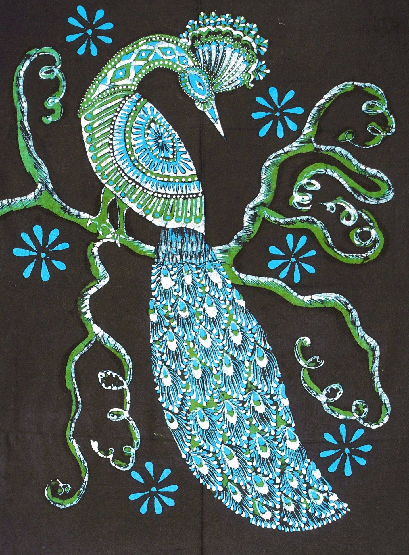 Pfau in Türkis & Grün  (52 × 70 cm)
