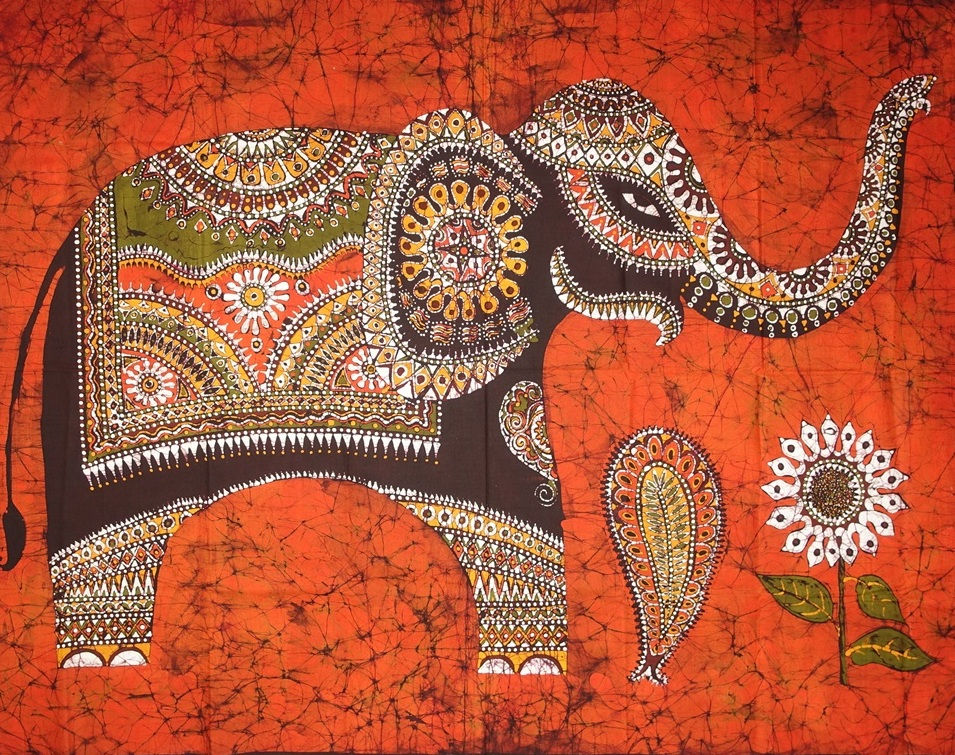 Zierlicher Elefant mit Blumenmotiv (45 × 58 cm)