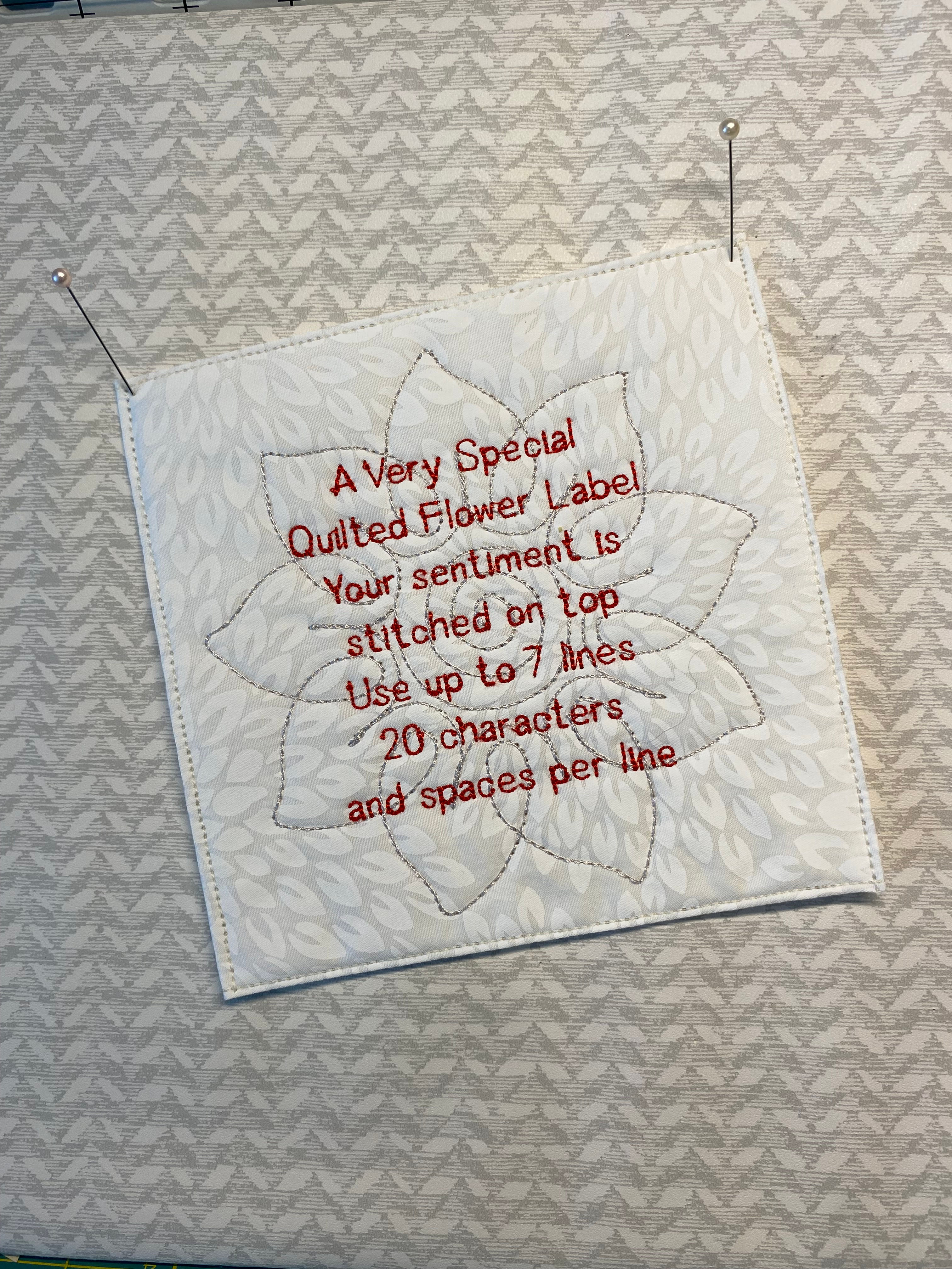 quilted flower label