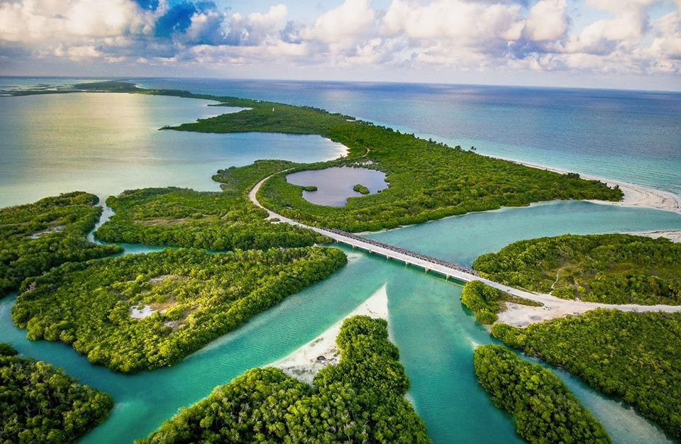Imagen desde arriba de la reserva de Sian Ka'an