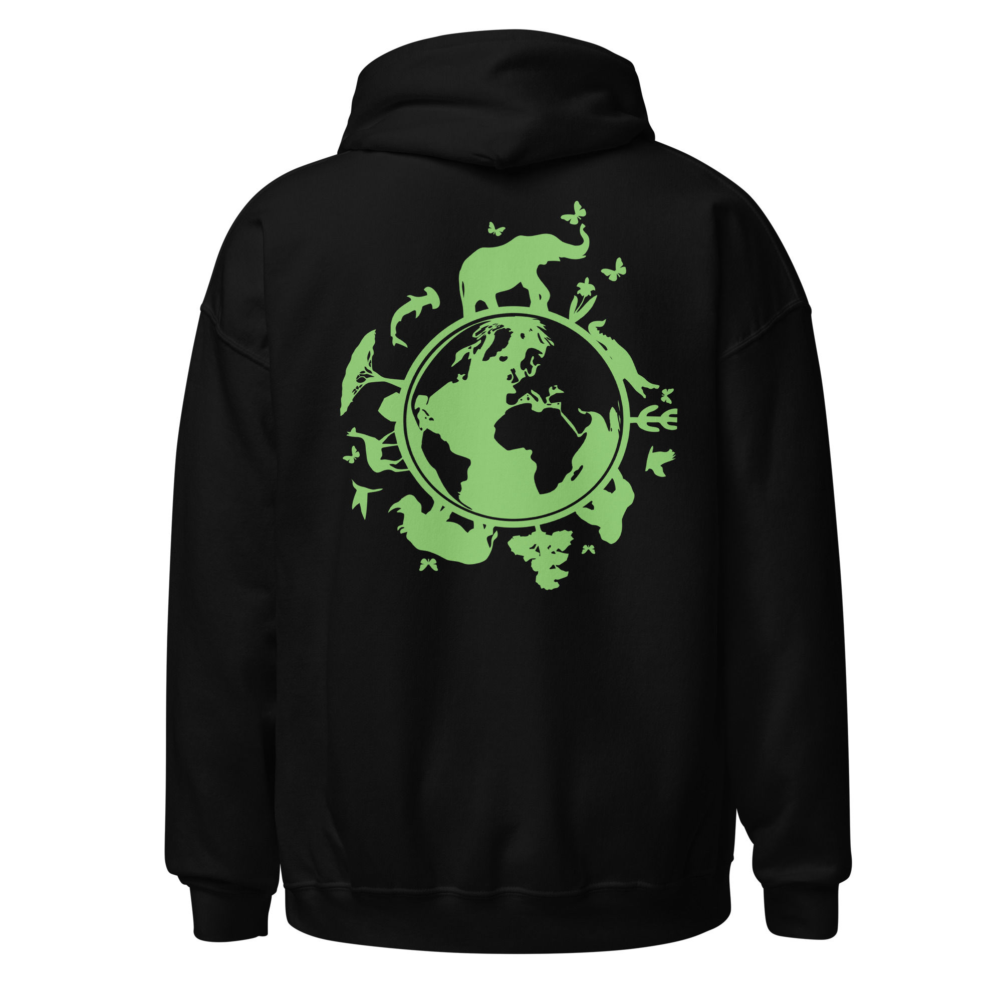 around the world hoodie back - black